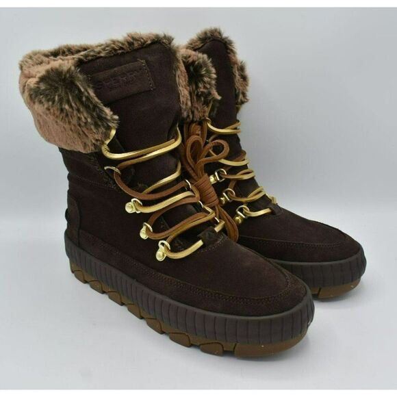 Sperry Womens Size 7.5 Torrent Lace Up Brown Waterproof Winter Boots STS86833